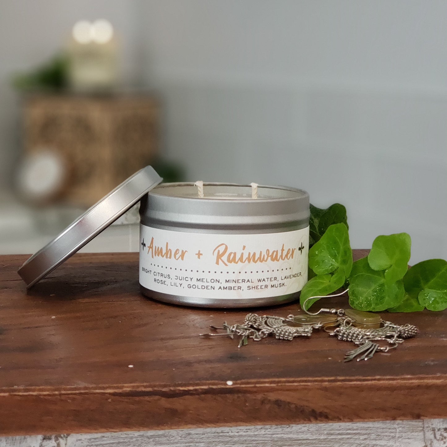 Amber + Rainwater - Travel Tin Candle