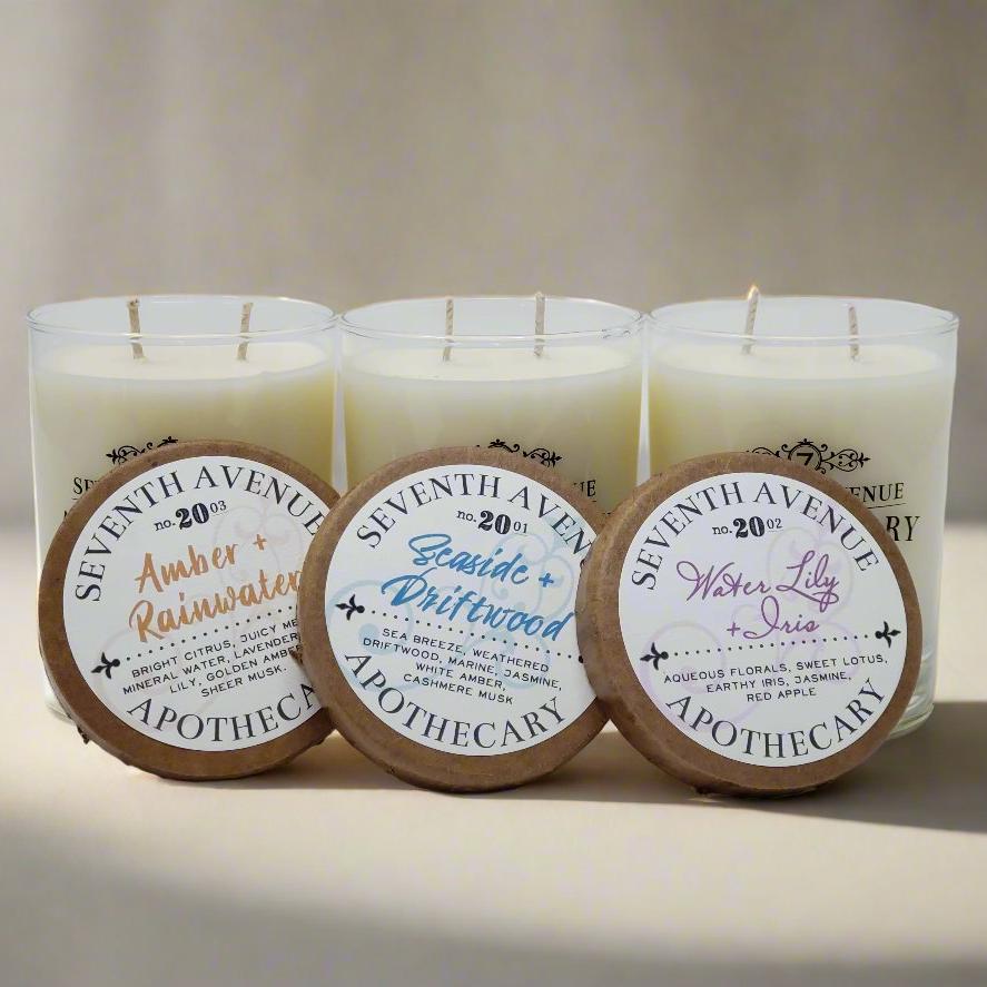 White Linen Label Glass Set of 3