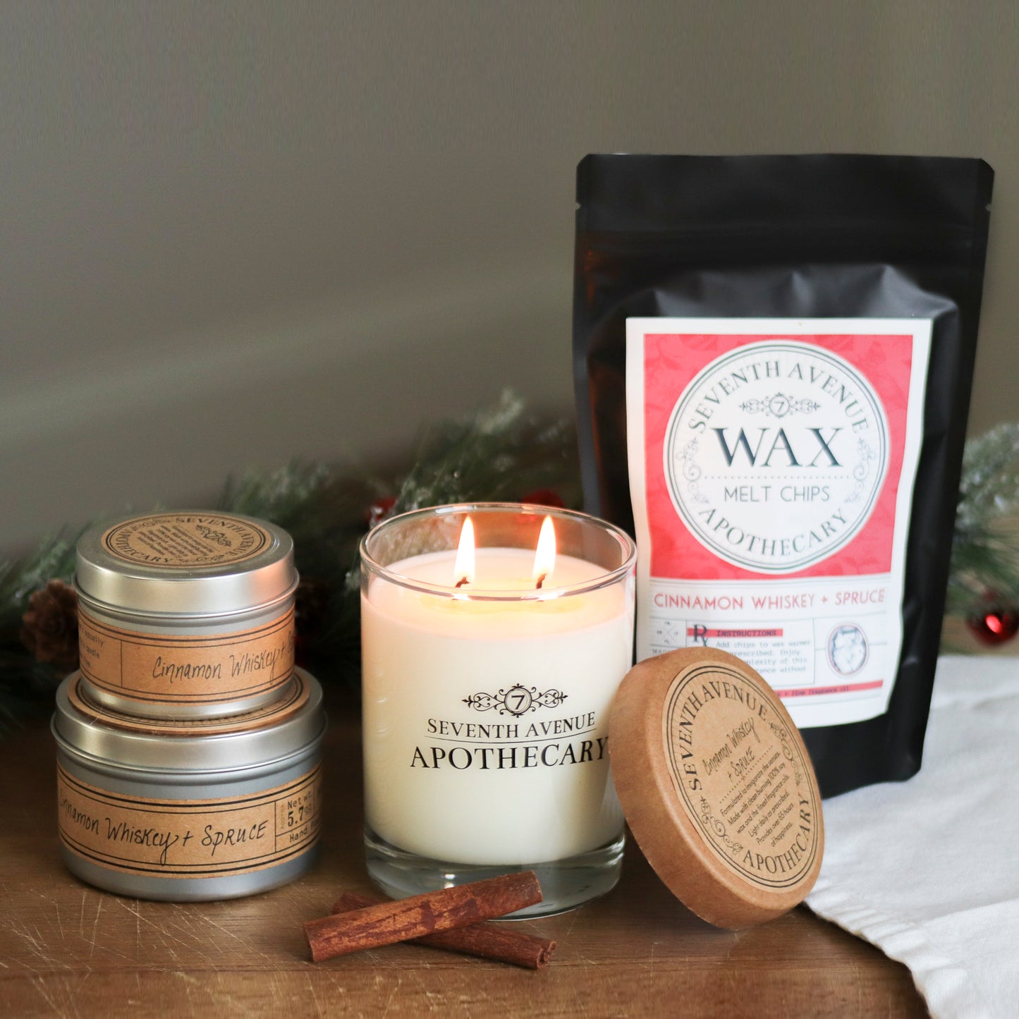 Cinnamon Whiskey + Spruce - Wax Melt Chips