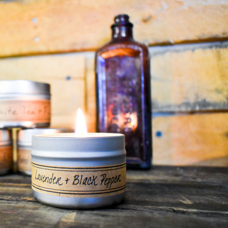 Lavender + Black Pepper - Mini Tin Candle
