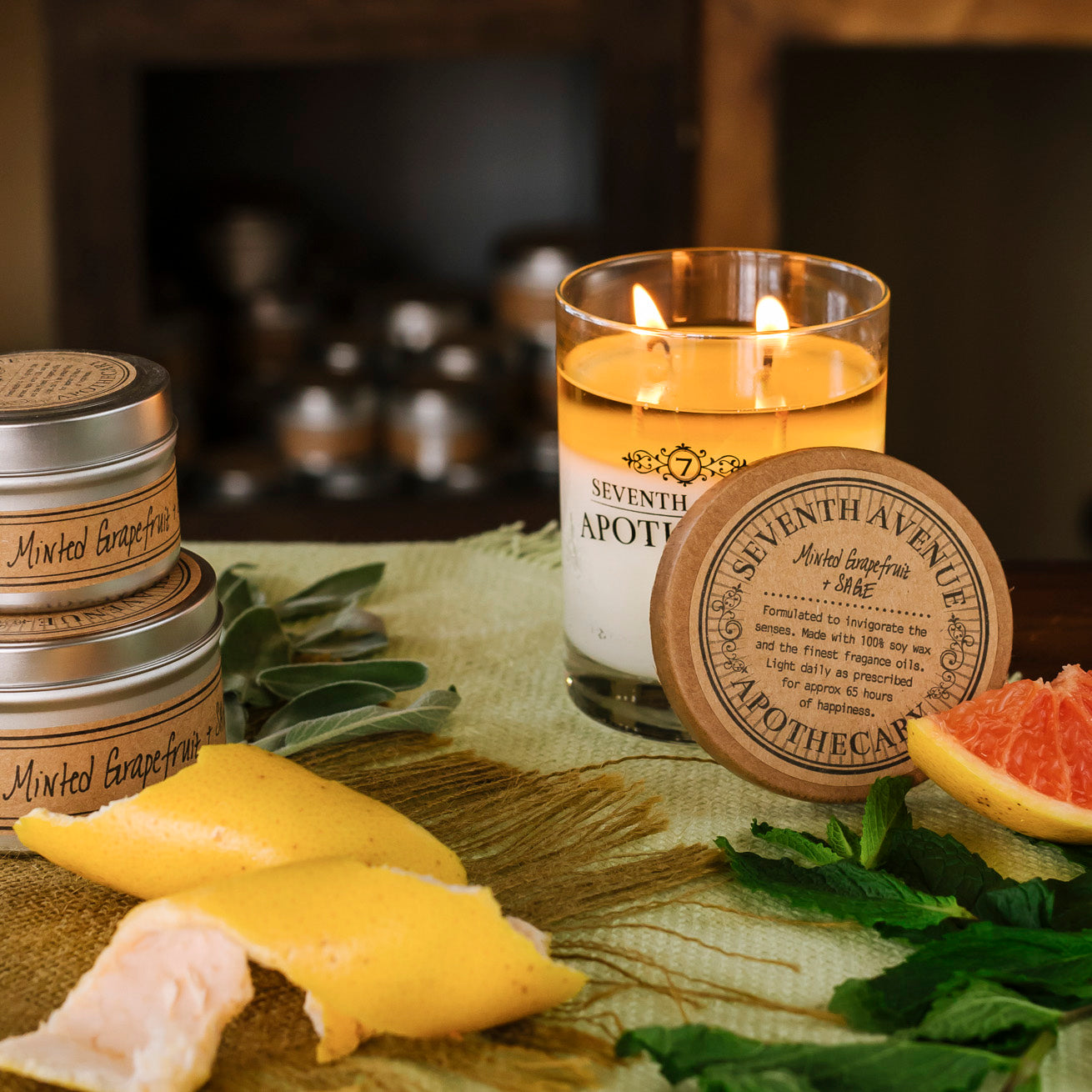 Minted Grapefruit + Sage - Signature Glass Candle