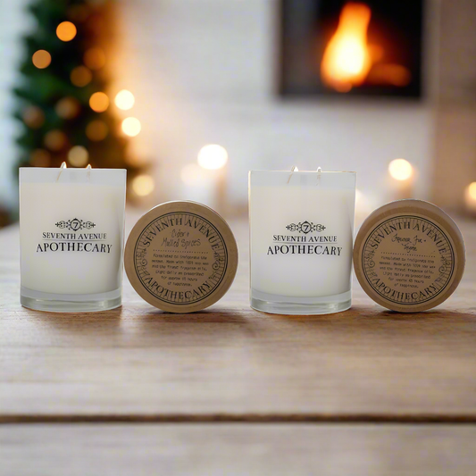 Signature Glass Candle 2-Pack: Frasier Fir + Thyme and Cider + Mulled Spices