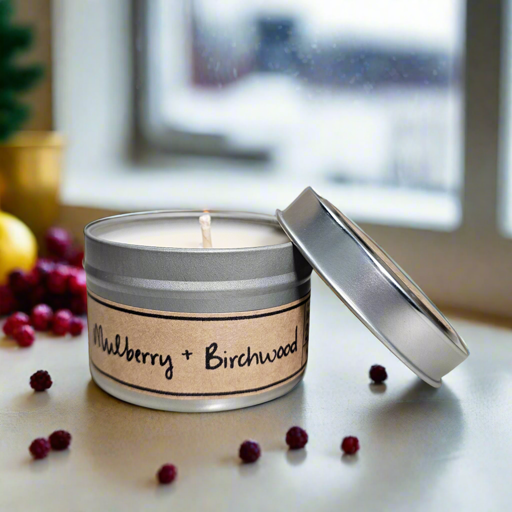 Mulberry + Birch Wood - Mini Tin Candle