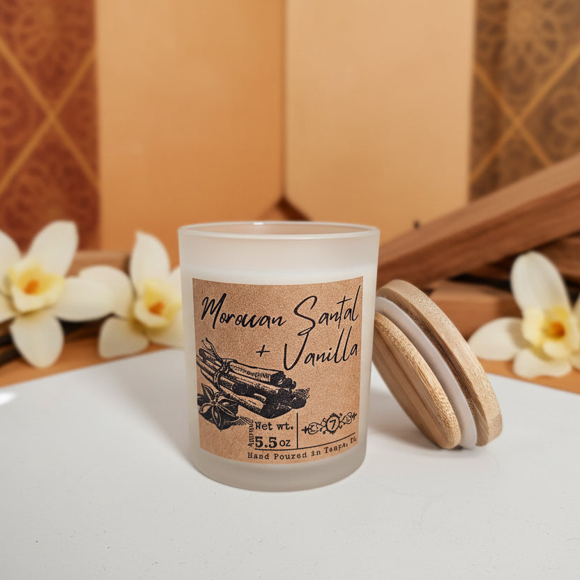 Moroccan Santal + Vanilla - Ember Eclipse Glass Candle