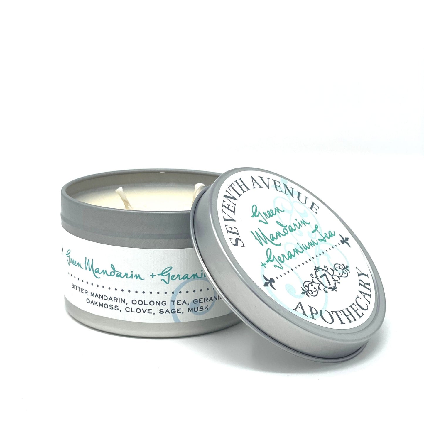 Green Mandarin + Geranium Tea - Travel Tin Candle