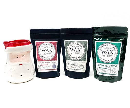 Santa Wax Warmer + 3 Pack of Wax Melt Chips Gift Set