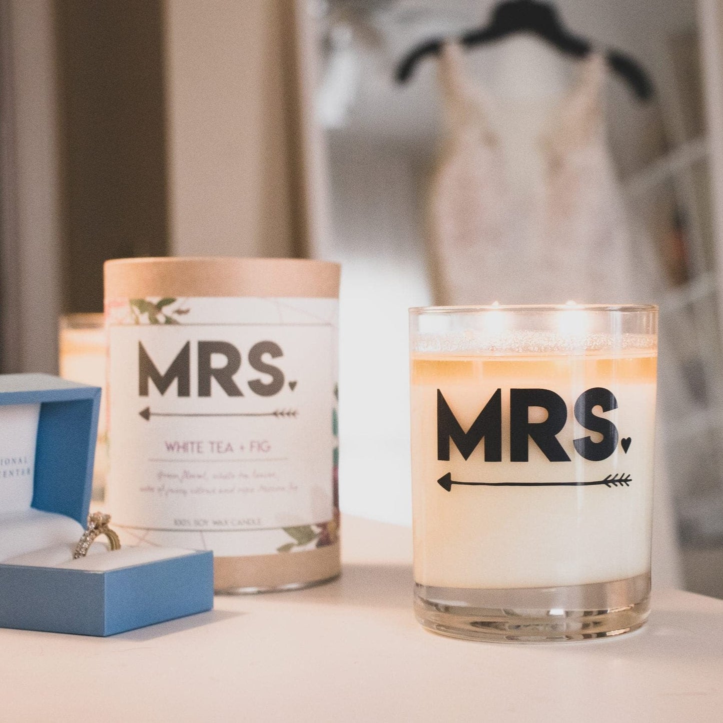 Signature Glass Candle Gift Tube - "Mrs. + Mrs." 2-Piece Set