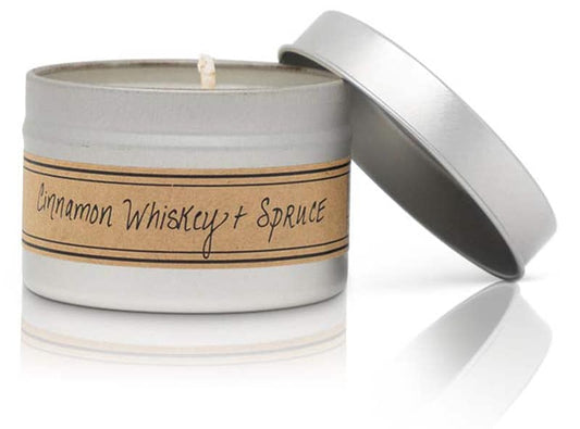 Cinnamon Whiskey + Spruce - Mini Tin Candle