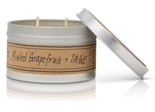 Minted Grapefruit + Sage Soy Wax Candle - Travel Tin