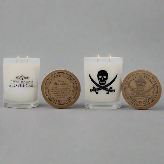 Gasparilla Signature Glass Candle 2-Pack: Spiced Rum + Coconut and Tobacco + Vanilla Bourbon