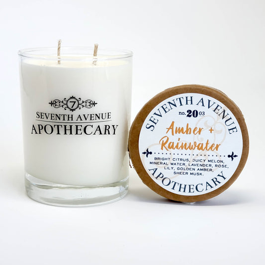 Amber + Rainwater Soy Wax Candle - Signature Glass