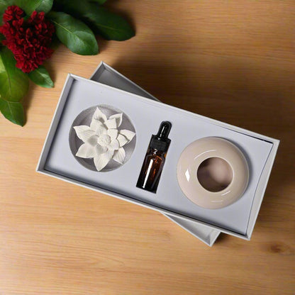 Ceramic Handmade Floral Diffuser with Signature Aroma Oil