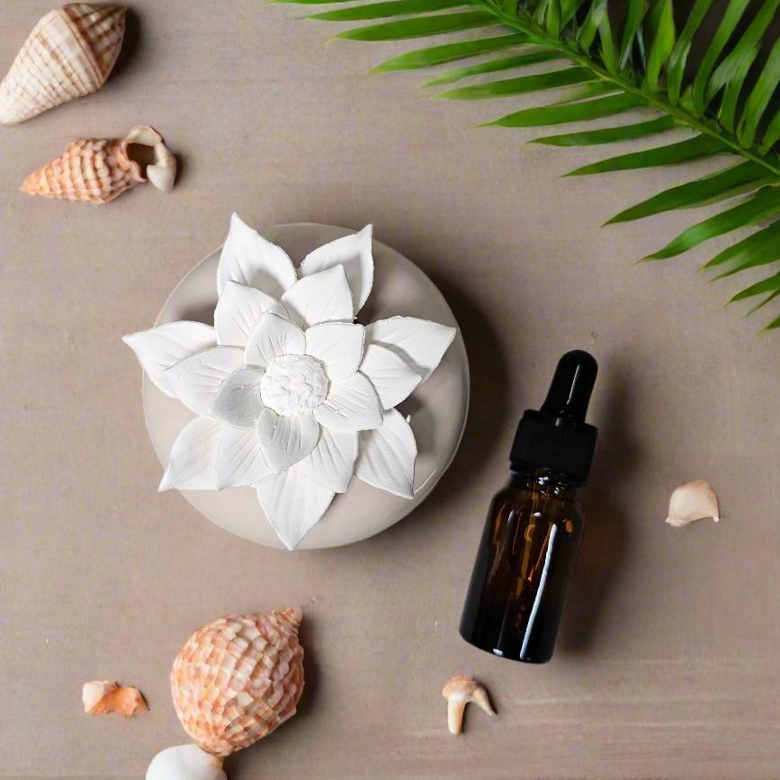 Ceramic Handmade Floral Diffuser with Signature Aroma Oil