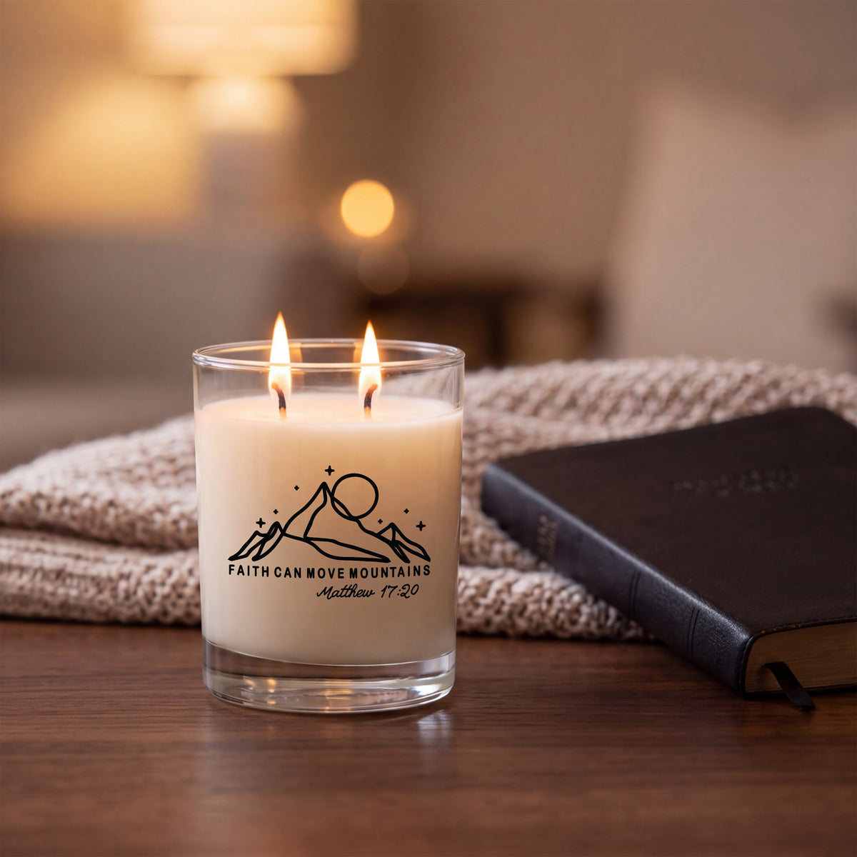 Faith Can Move Mountains - Faith Series Signature Glass Candle