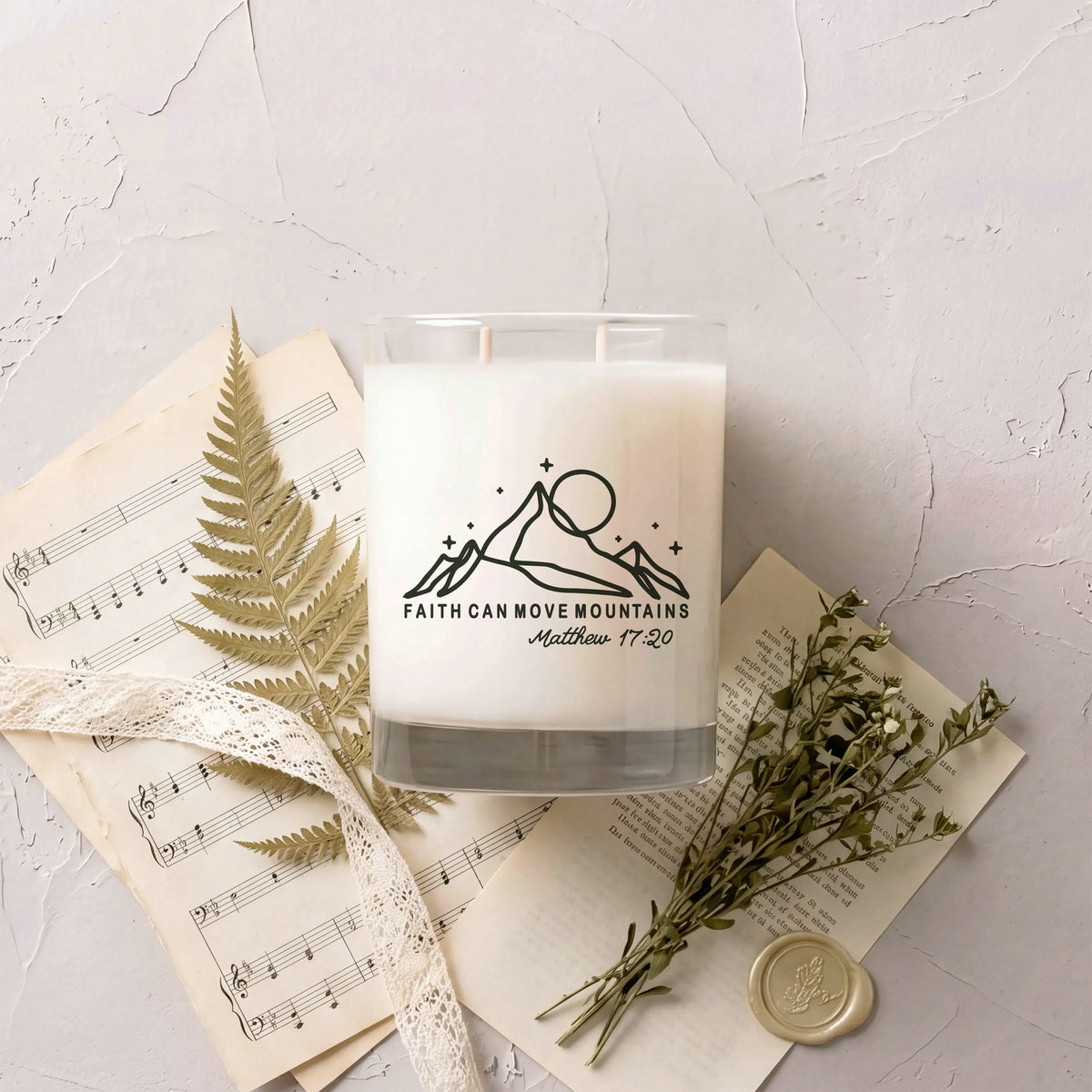 Faith Can Move Mountains - Faith Series Signature Glass Candle