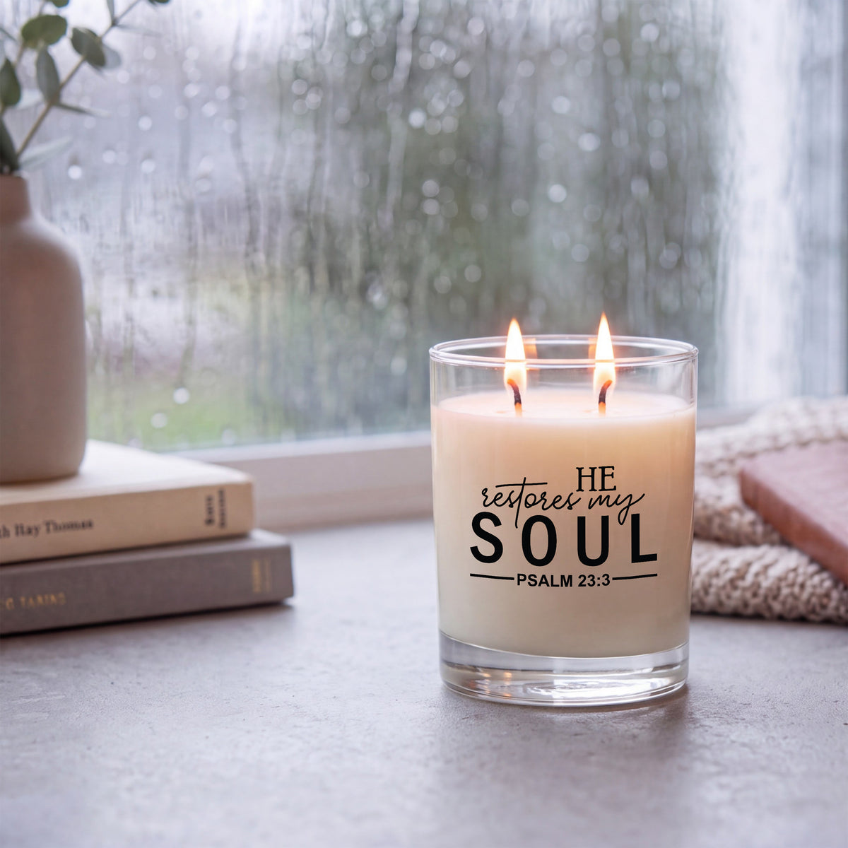 He Restores My Soul - Faith Series Signature Glass Candle