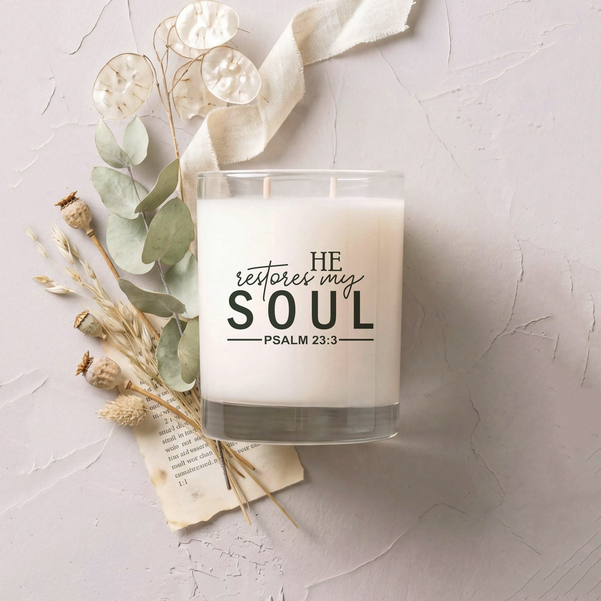 He Restores My Soul - Faith Series Signature Glass Candle