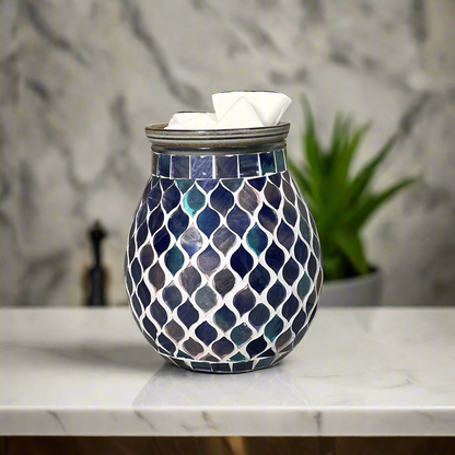 Blue Mosaic Glass Wax Warmer