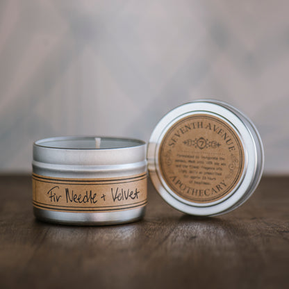 Fir Needle + Velvet - Mini Tin Candle