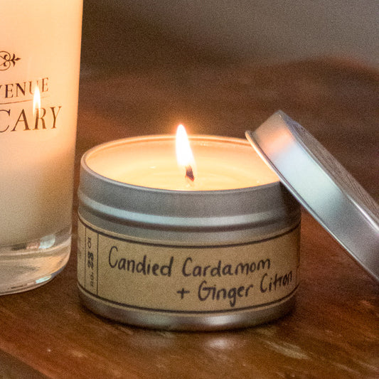 Candied Cardamom + Ginger Citron Soy Wax Candle - Mini Tin