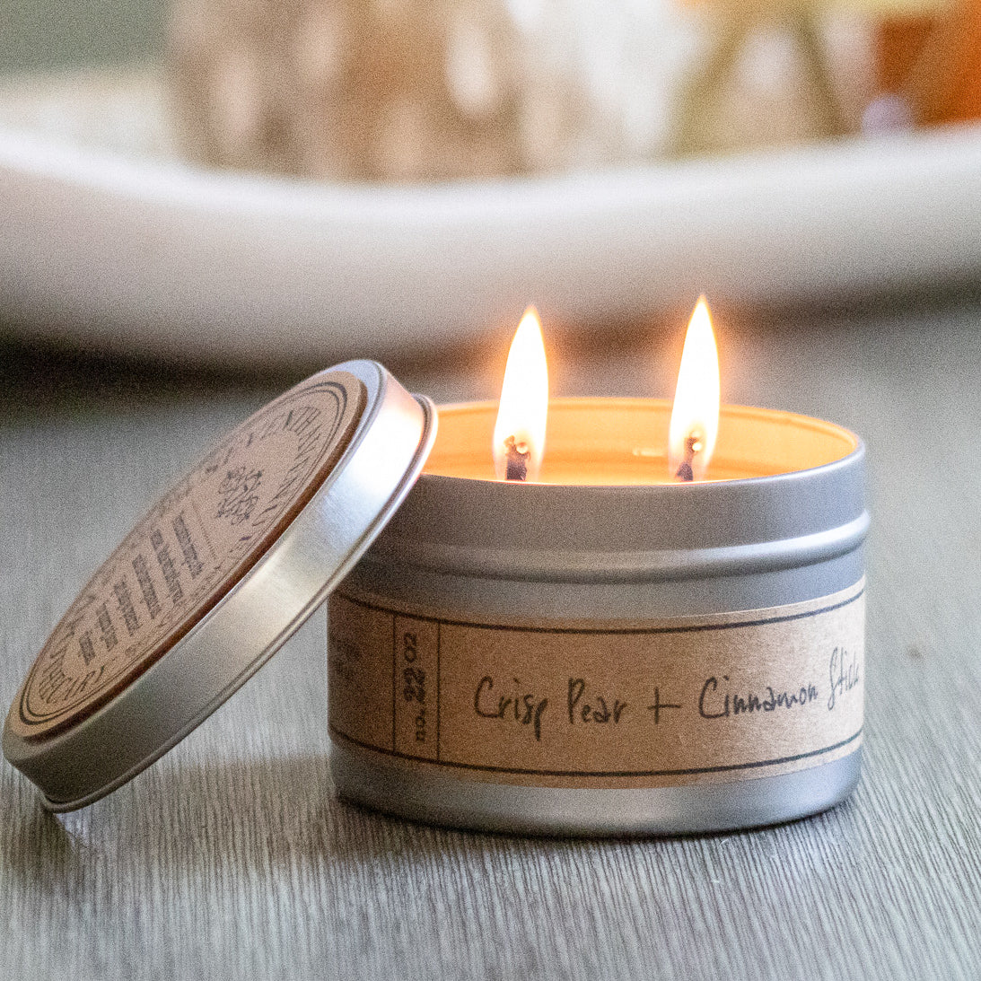 Crisp Pear + Cinnamon Stick Soy Wax Candle - Travel Tin