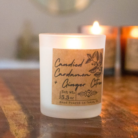 Candied Cardamom + Ginger Citron Painted Glass Candle