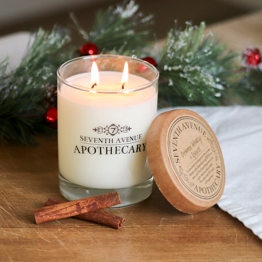 Cinnamon Whiskey + Spruce - Signature Glass Candle