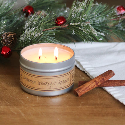 Cinnamon Whiskey + Spruce - Travel Tin Candle