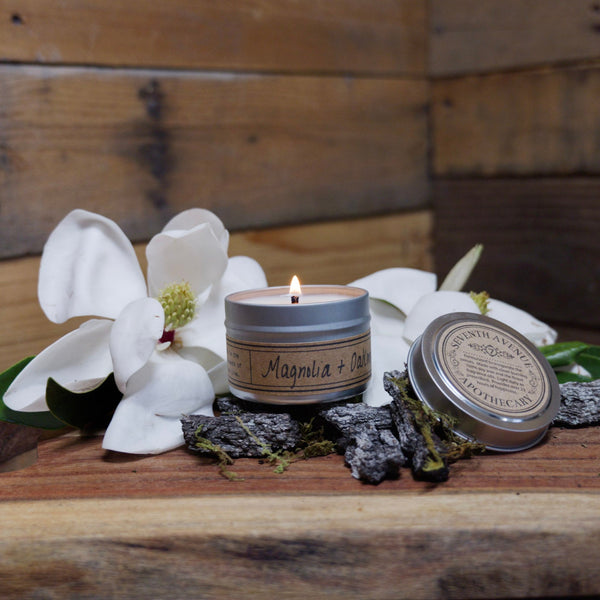 Magnolia + Oakmoss - Travel Tin Candle – Seventh Avenue Apothecary