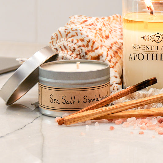 Sea Salt + Sandalwood Soy Wax Candle - Mini Tin