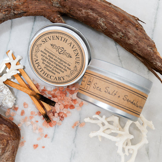 Sea Salt + Sandalwood Soy Wax Candle - Travel Tin