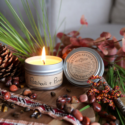 Patchouli + Pine - Mini Tin Candle