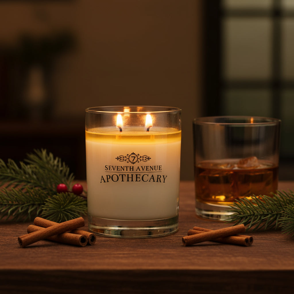 Cinnamon Whiskey + Spruce - Signature Glass Candle