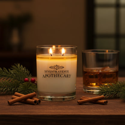 Cinnamon Whiskey + Spruce - Signature Glass Candle