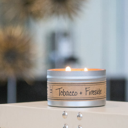 Tobacco + Fireside Soy Wax Candle - Travel Tin