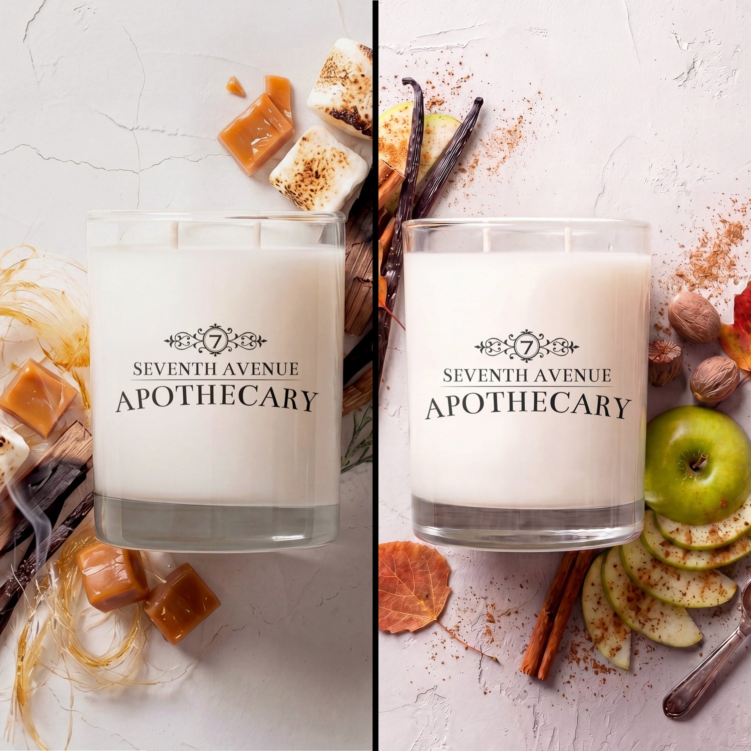 Signature Glass Candle 2-Pack: Cider + Mulled Spices and Bonfire + Spun Sugar