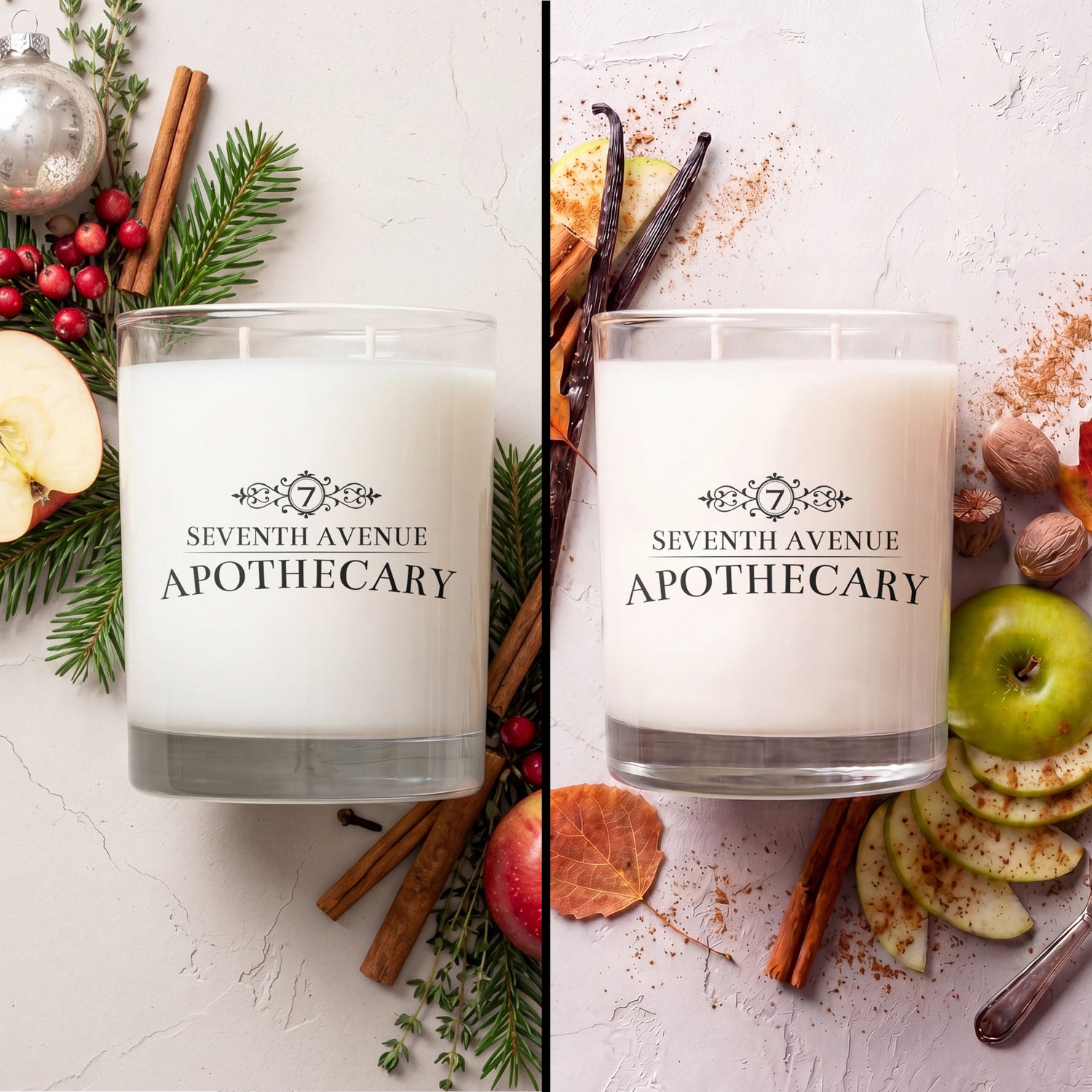 Signature Glass Candle 2-Pack: Frasier Fir + Thyme and Cider + Mulled Spices