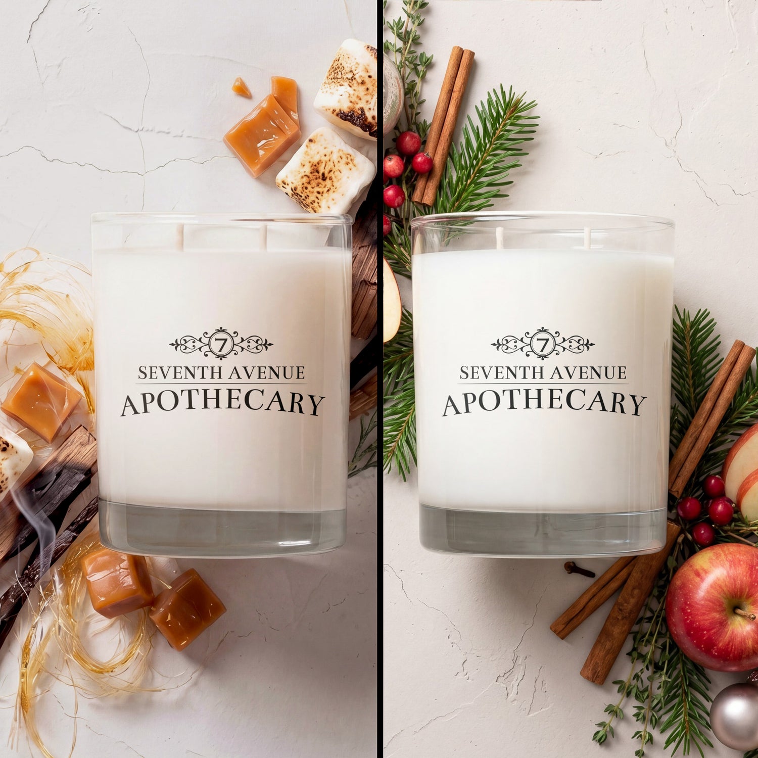 Signature Glass Candle 2-Pack Gift Set: Frasier Fir + Thyme and Bonfire + Spun Sugar