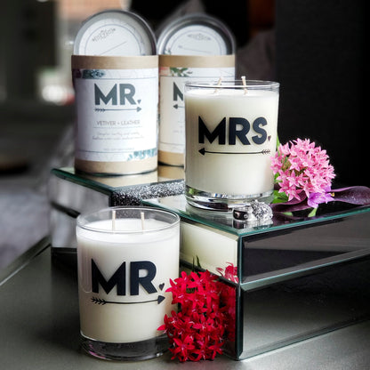 Signature Glass Candle Gift Tube - "Mr. + Mrs." 2-Piece Set