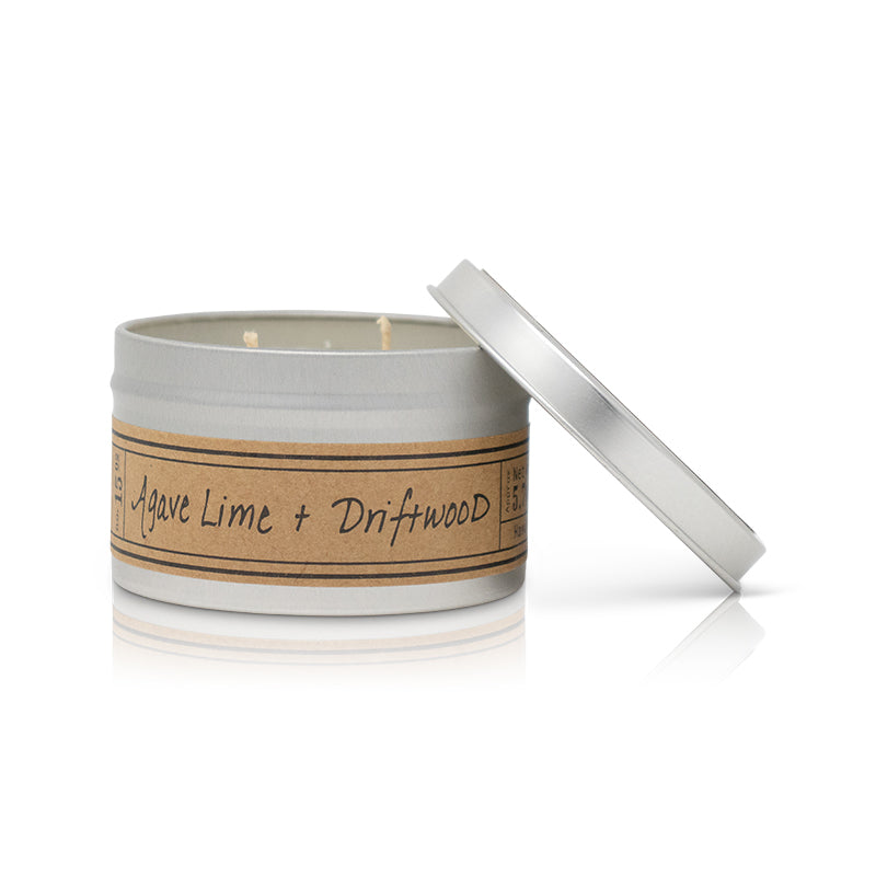 Agave Lime + Driftwood Soy Wax Candle - Travel Tin