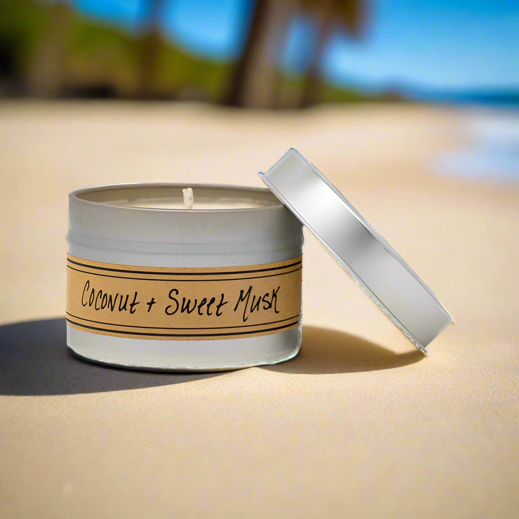 Coconut + Sweet Musk Soy Wax Candle - Mini Tin