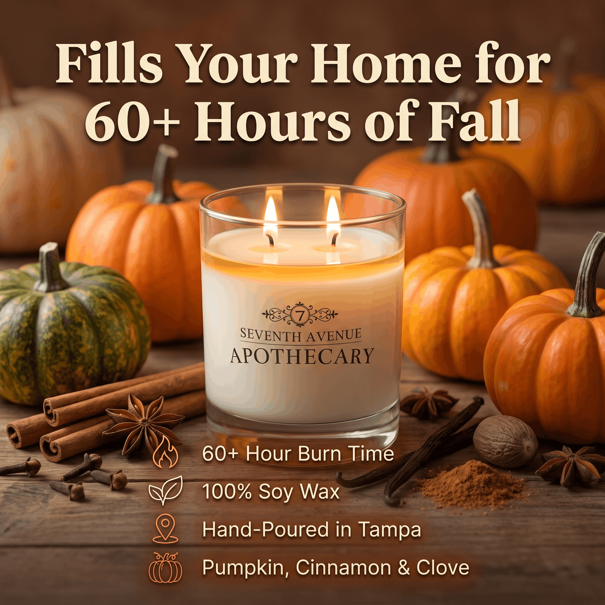 Spiced Pumpkin + Clove Scented Glass Candle