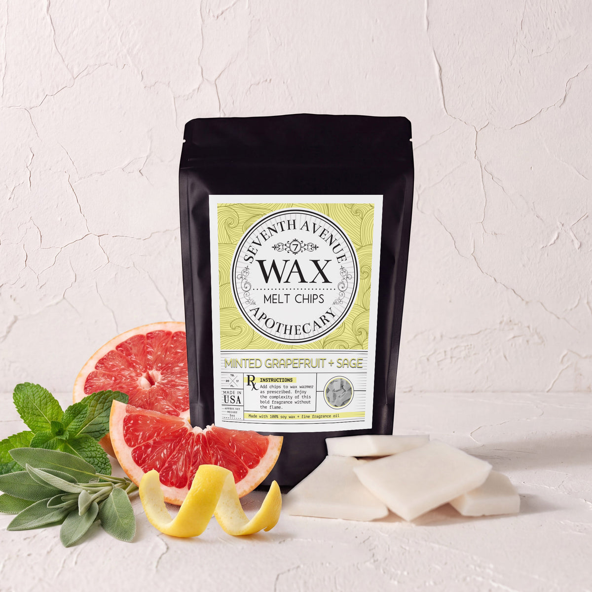 Minted Grapefruit + Sage - Wax Melt Chips
