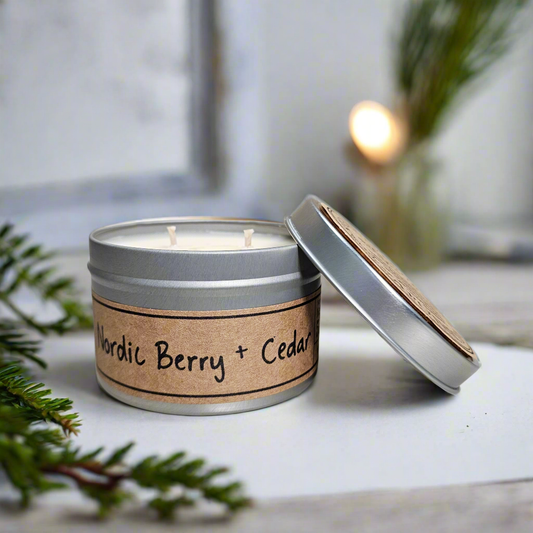 Nordic Berry + Cedar Soy Wax Candle - Travel Tin