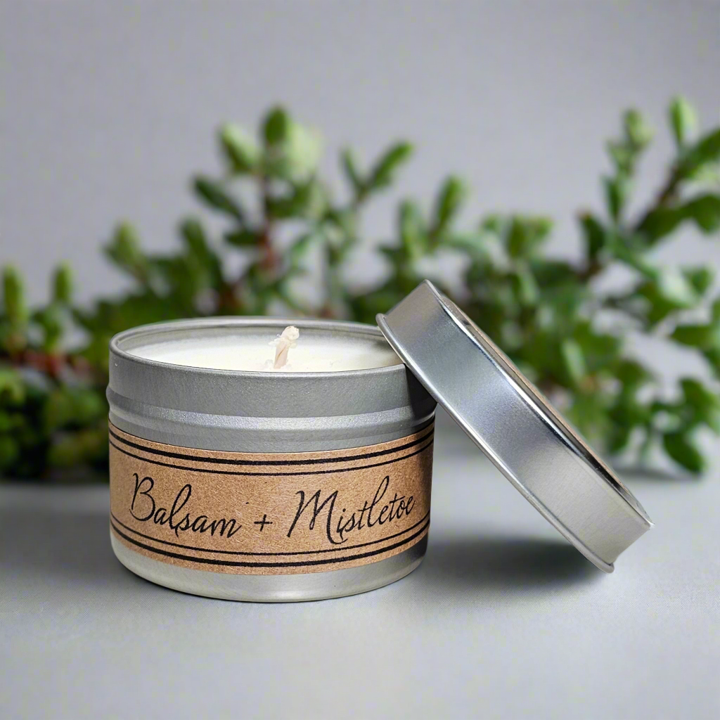 Balsam + Mistletoe Soy Wax Candle - Mini Tin