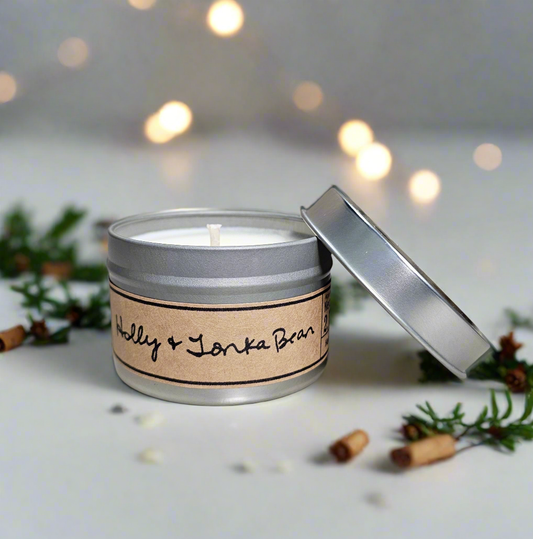 Holly + Tonka Bean Soy Wax Candle - Mini Tin