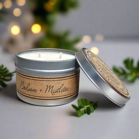 Balsam + Mistletoe Soy Wax Candle - Travel Tin