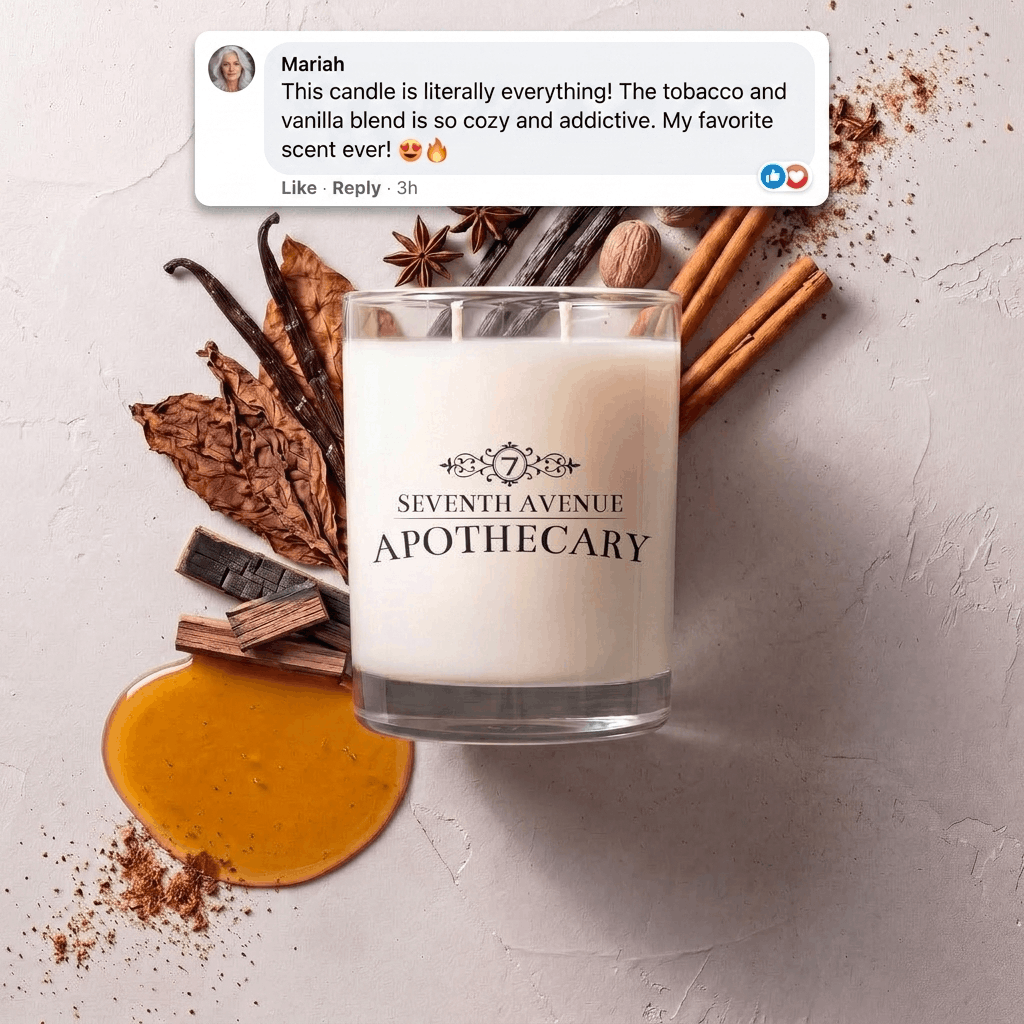 Tobacco + Vanilla Bourbon Scented Glass Candle