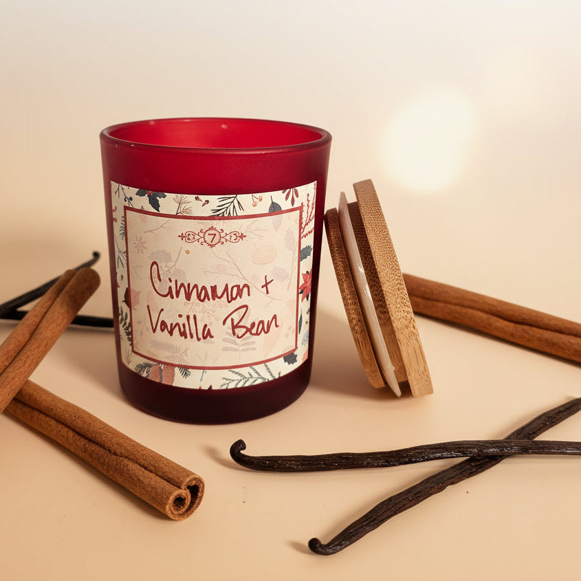Cinnamon + Vanilla Bean - Ember Eclipse Glass Candle