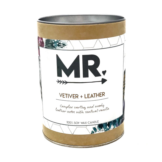Mr. Vetiver + Leather Gift Tube Candle